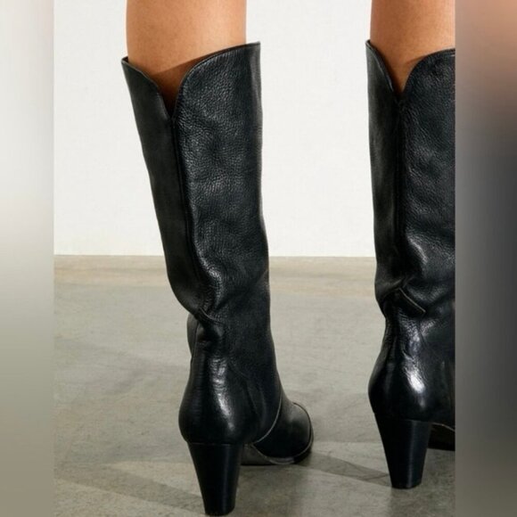 Free People Shayne Tall Western Boots Black Leather Size 36 / 6 - Picture 3 of 10